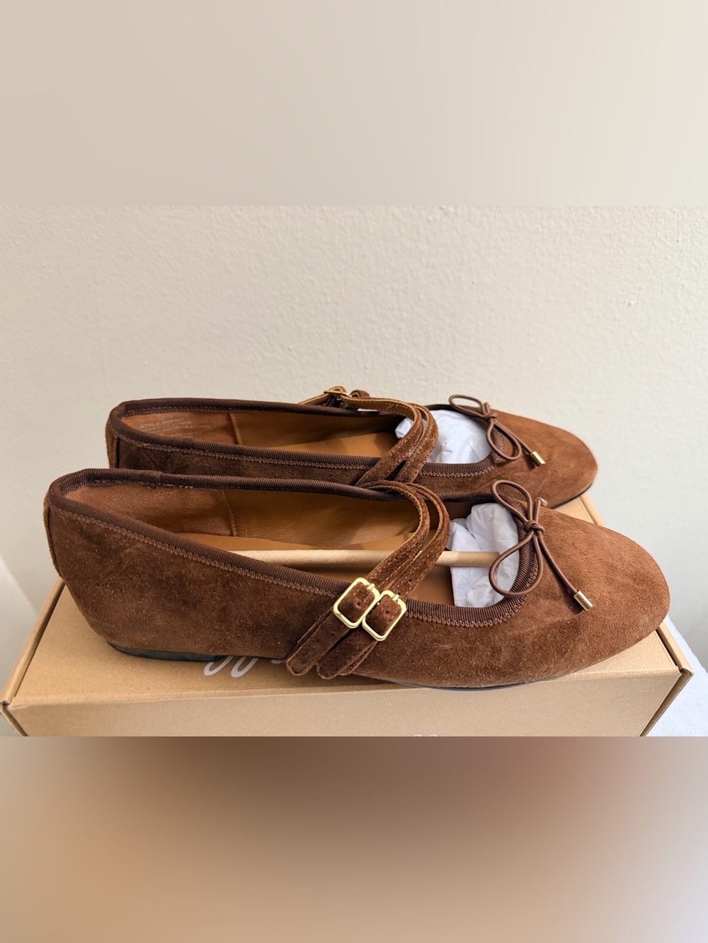 MADEWELL GRETA BOW DOUBLE-STRAP BALLET FLAT IN SUEDE - Soft Mahogany in Size 8 - Picture 7 of 12